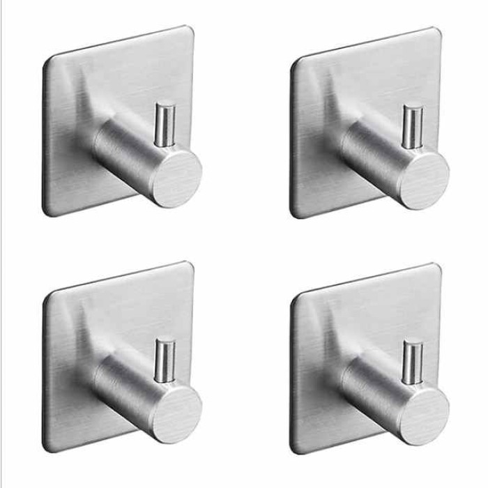 Robe Hook Self-adhesive Contemporary Stainless Steel Bathroom Towel Hook Wall Mounted 4pcs