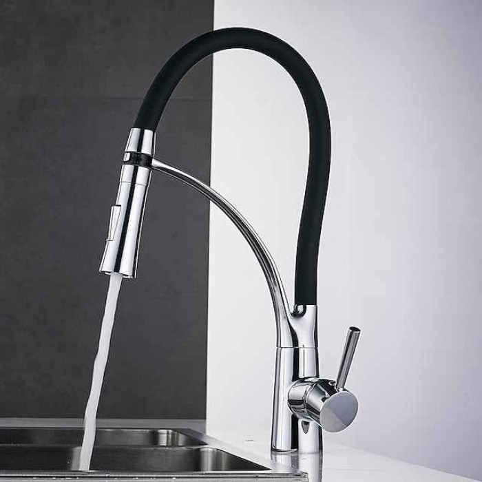 Kitchen faucet - Single Handle One Hole Electroplated Pull-out / ­Pull-down Vessel