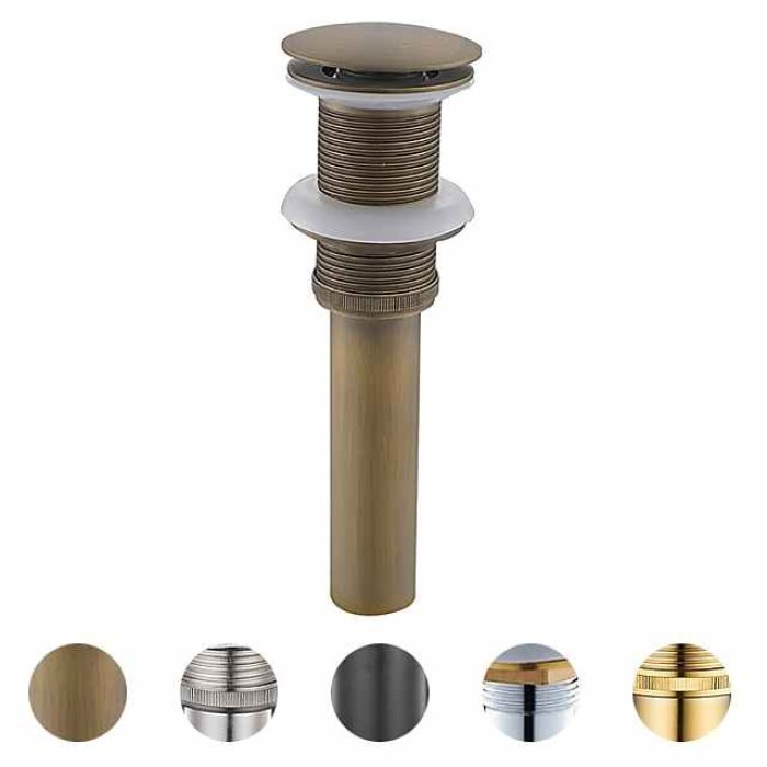 Brass Pop Up Sink Drain Stopper with Overflow Bathroom Faucet Vessel Vanity Sink Drainer