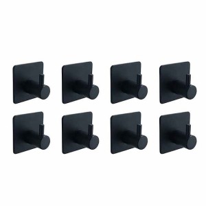 8pcs Wall Hooks for Coats,Rustproof 3M Self-adhesive Chrome Stainless Steel Robe Hooks,Wall Mounted Coat Hooks For Bathroom,Bedroom,Kitchen(Matte Black/Brushed Nickel)