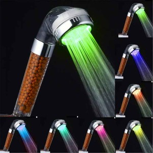 Contemporary LED Hand Shower,Wall Mounted Electroplated Feature Color Gradient Shower Temperature Control Jet+Rainfall Shower