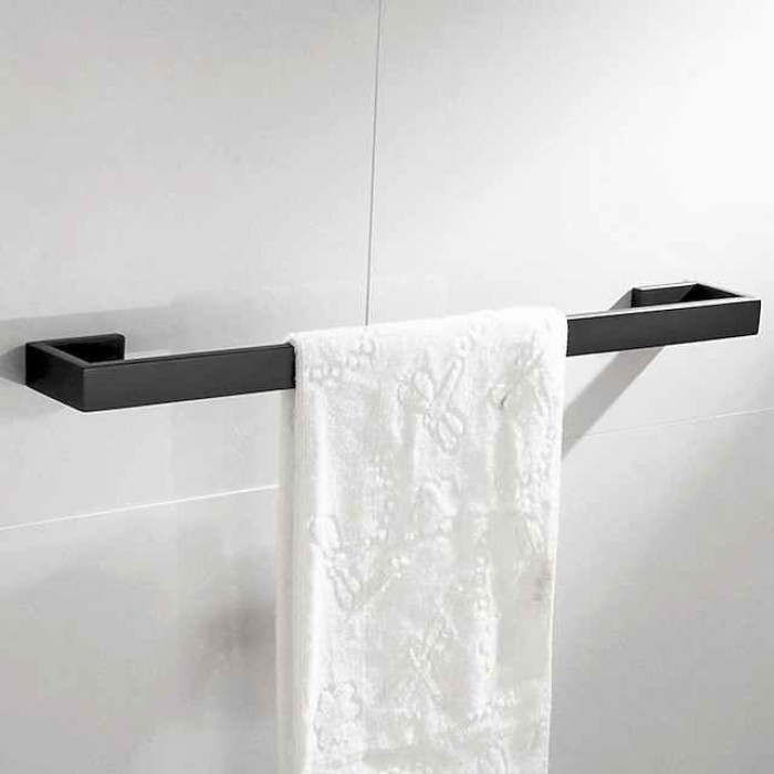 Towel Holder Wall Mounted 304 Stainless Steel Towel Rack Bathroom Shelf Modern Style Towel Bar 50cm/60cm(Black/Brushed Nickel/Chrome)