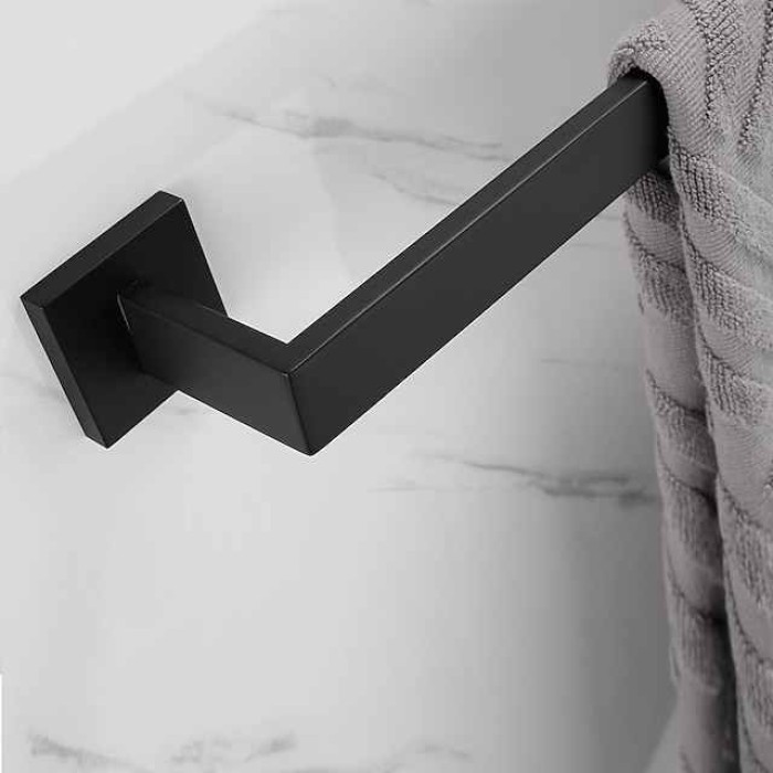 Bath Towel Bar,SUS304 Stainless Steel Towel Rack for Bathroom,Bathroom Accessories Towel Rod Heavy Duty Wall Mounted Towel Holder (Matte Black)