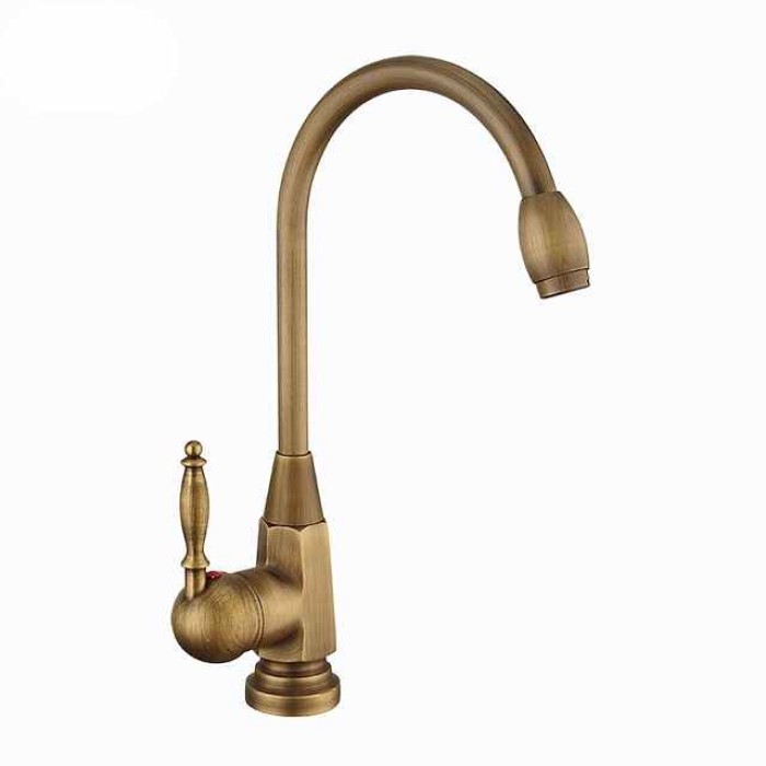 Bathroom Sink Faucet - FaucetSet / Widespread Antique Brass Centerset Single Handle One HoleBath Taps