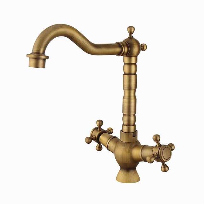 Kitchen faucet - Two Handles One Hole Antique Copper Standard Spout Centerset Contemporary / Antique Kitchen Taps