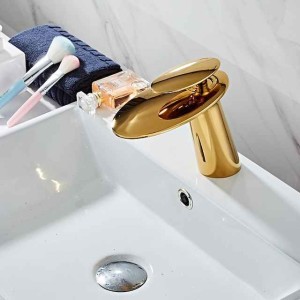 Faucet Set - Waterfall Gold Centerset Single Handle One HoleBath Taps