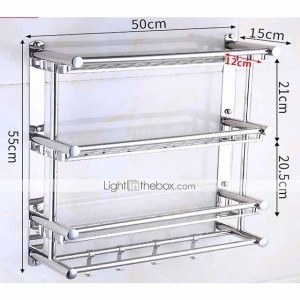 Wall Mounted Towel Rack Bathroom Storage Shelf 3 Tier Shower Room Storage Shelf Stainless Steel Rack Bathroom Storage Rack