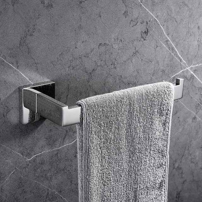 Bathroom Hardware Set 4 Pieces, SUS304 Stainless Steel Wall Mounted Bathroom Accessories, Include Robe Hook, Toilet Paper Holder, Towel Holder, Towel Bar