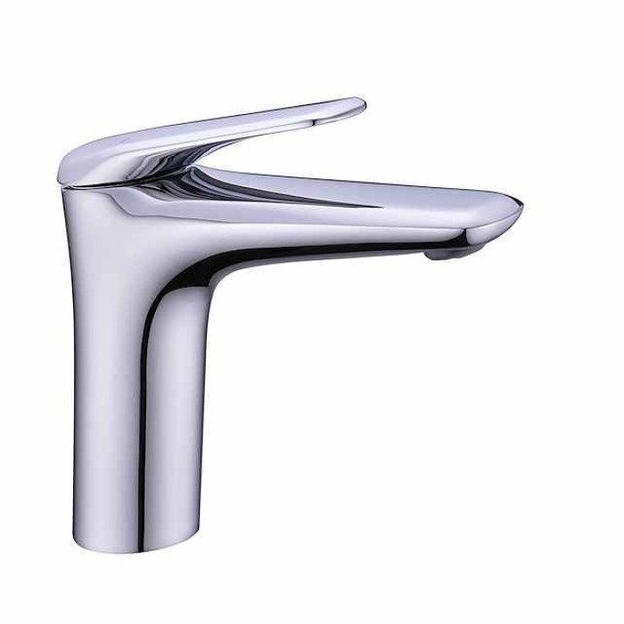 Bathroom Sink Faucet - Single Chrome / Brushed / Electroplated Centerset Single Handle One HoleBath Taps / Brass