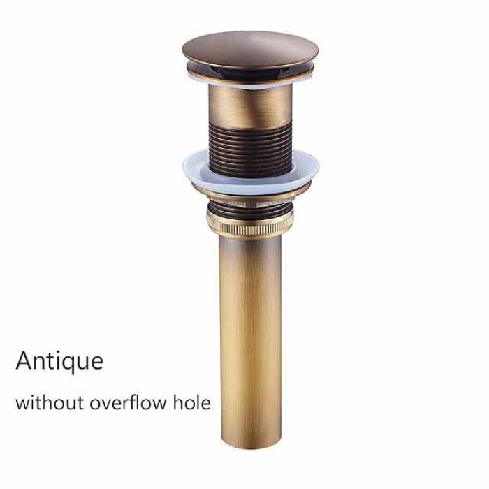 Brass Pop Up Sink Drain Stopper with Overflow Bathroom Faucet Vessel Vanity Sink Drainer