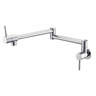 Kitchen Faucet,Wall Mounted Pot Filler Two Handles One Hole Chrome/Oil-rubbed Bronze/Nickel Brushed Foldable Pot Filler Wall Mounted Contemporary Kitchen Taps with Cold Water Only