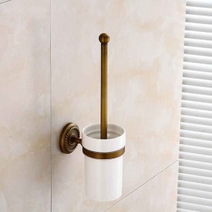 Toilet Brush with Holder,Antique Brass Wall Mounted Rubber Painted Toilet Bowl Brush and Holder for Bathroom