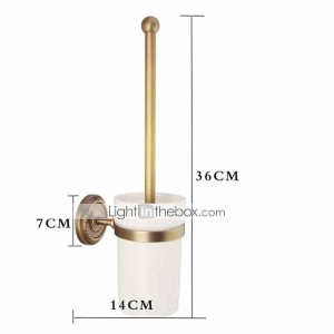 Toilet Brush with Holder,Antique Brass Wall Mounted Rubber Painted Toilet Bowl Brush and Holder for Bathroom