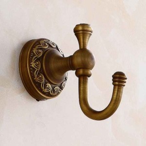 Robe Hook Carved Antique Brass for Bathroom Wall Mounted Electroplated Hook 1PC