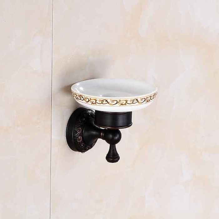 Soap Dishes Holders Creative Antique Brass and Ceramic Bathroom Electroplated Wall Mounted 1pc