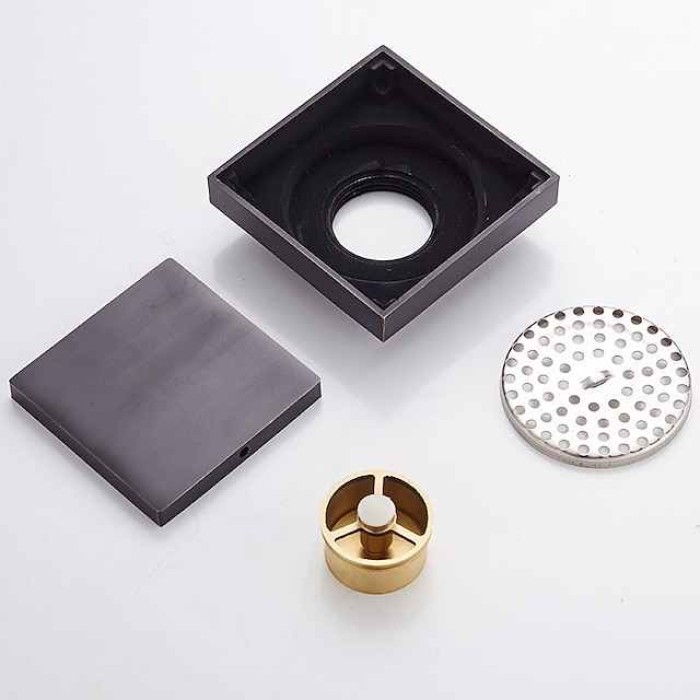 Brass Floor Mounted Bathroom Shower Floor Drain Floor Filter Square Simple Toilet Sink Drainage Filter