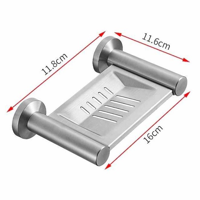 Soap Dishes Holder Creative Modern Stainless Steel Wall Mounted for Bathroom Decor Silvery 1pc