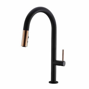 Kitchen Faucet,Rotatable Pull-out/­Pull-down Brass High Arc Nickel Brushed/Painted Finishes Single Handle One Hole Kitchen Taps with Hot and Cold Switch