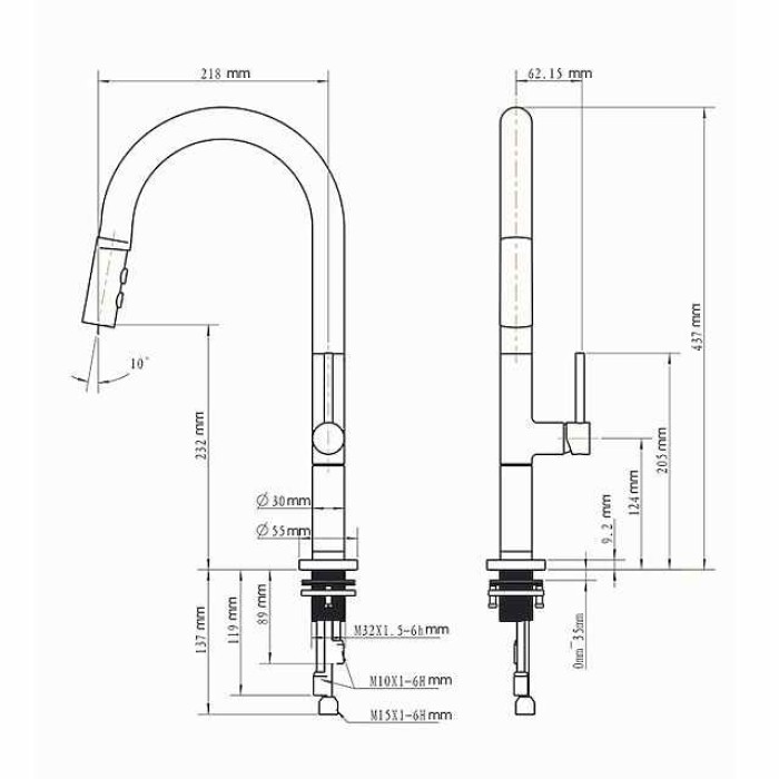 Kitchen Faucet,Rotatable Pull-out/­Pull-down Brass High Arc Nickel Brushed/Painted Finishes Single Handle One Hole Kitchen Taps with Hot and Cold Switch