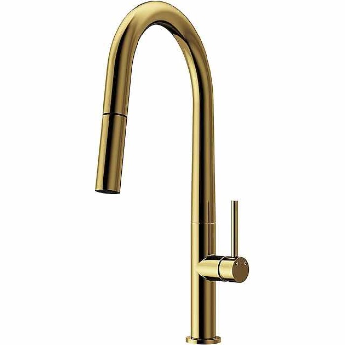 Kitchen Faucet,Rotatable Pull-out/­Pull-down Brass High Arc Nickel Brushed/Painted Finishes Single Handle One Hole Kitchen Taps with Hot and Cold Switch