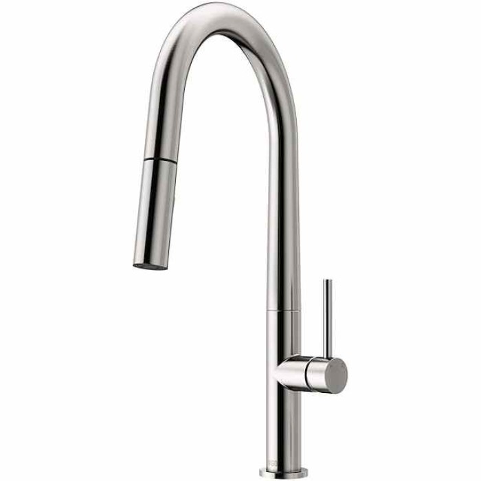 Kitchen Faucet,Rotatable Pull-out/­Pull-down Brass High Arc Nickel Brushed/Painted Finishes Single Handle One Hole Kitchen Taps with Hot and Cold Switch