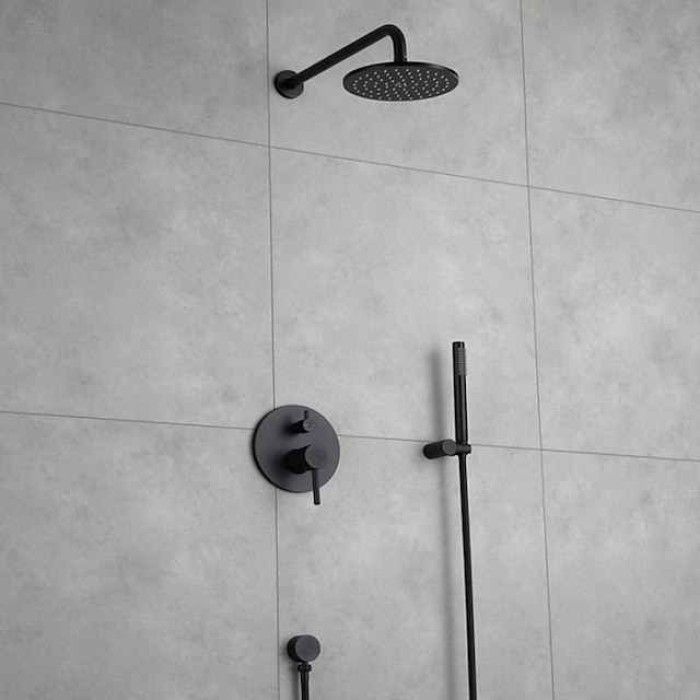 Shower Faucet,Shower Faucet Set Rainfall Shower Contemporary Painted Finishes Mount Inside Ceramic Valve Bath Shower Mixer Taps