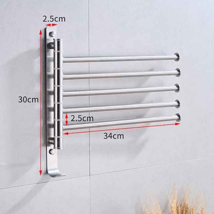 Bathroom Towel Rack Rotatable Activity Towel Bar Stainless Steel Brushed Bathroom Storage Towel Rack