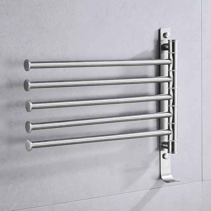 Bathroom Towel Rack Rotatable Activity Towel Bar Stainless Steel Brushed Bathroom Storage Towel Rack