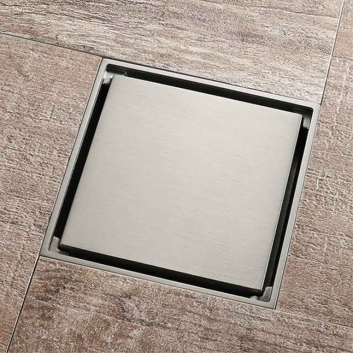 Brass Floor Drain,10cm(4-inch) Tile Insert Square Floor Mounted Floor Register(Black/Brushed/Brushed Gold/ Champagne Gold/Rose Gold Color)