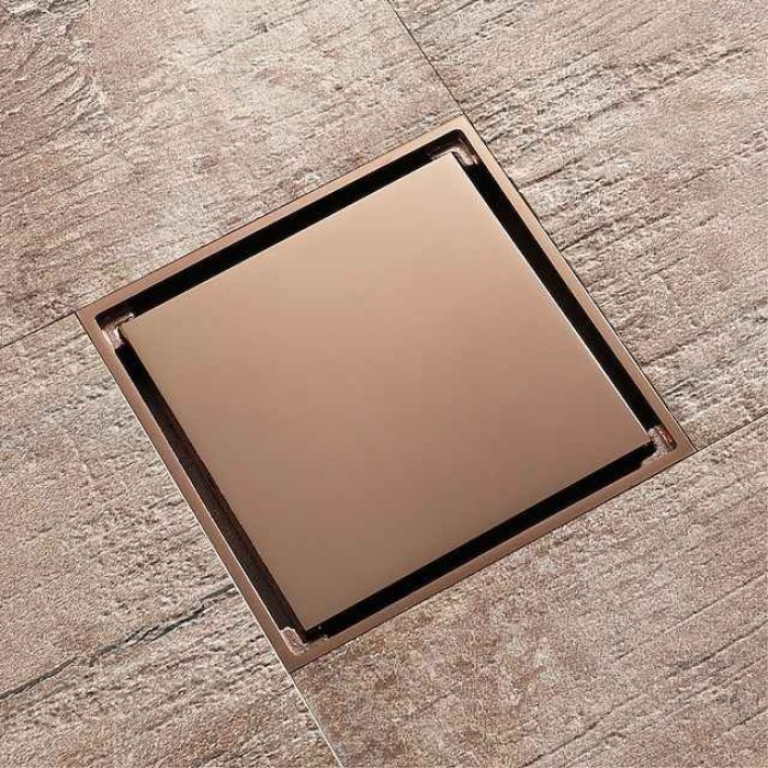 Brass Floor Drain,10cm(4-inch) Tile Insert Square Floor Mounted Floor Register(Black/Brushed/Brushed Gold/ Champagne Gold/Rose Gold Color)