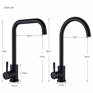 Stainless Steel Kitchen Sink Mixer Faucet, 360 Swivel Single Handle Kitchen Taps Deck Mounted, with Hot and Cold Water Hose Vessel Taps