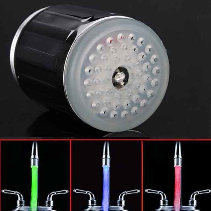 LED Light Water Faucet Tap Heads Temperature Sensor RGB Glow LED Shower Stream Bathroom Shower faucet 3 Color Changing