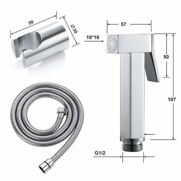 Single Hole Bidet Electroplated Toilet Handheld Bidet Sprayer Self-Cleaning Contemporary