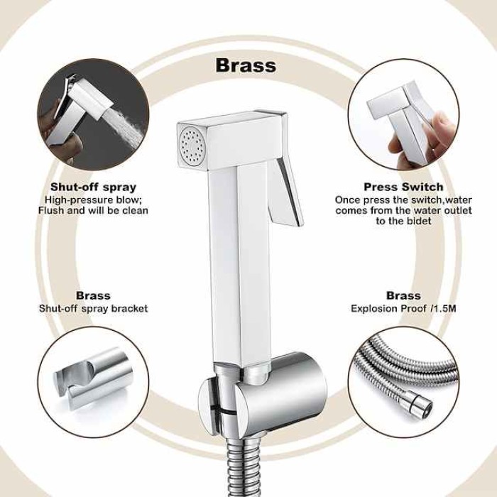 Single Hole Bidet Electroplated Toilet Handheld Bidet Sprayer Self-Cleaning Contemporary