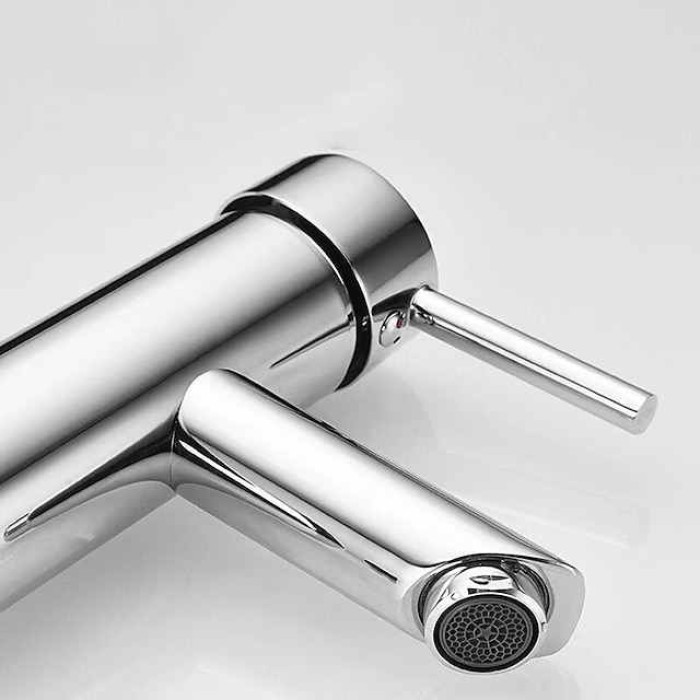 Bathroom Sink Faucet - Black/Chrome Single Handle One Hole Basin Sink Mixer Tap Lavatory Faucet Modern Luxury