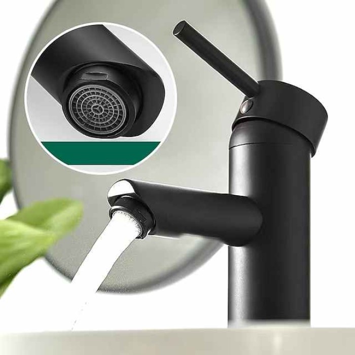 Bathroom Sink Faucet - Black/Chrome Single Handle One Hole Basin Sink Mixer Tap Lavatory Faucet Modern Luxury