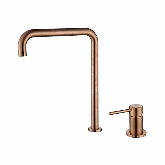 Bathroom Sink Faucet,Black/Chrome/Brushed Gold/Rose Gold Finish Widespread Single Handle Dual Holes Basin Sink Mixer Tap Washroom Faucet with Hot and Cold Switch