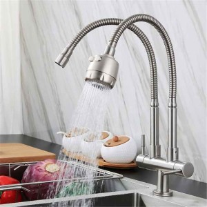 Kitchen Faucet,SUS304 Stainless Steel Brushed Nickel 2-modes Single Handle One Hole Standard Spout Contemporary Kitchen Taps