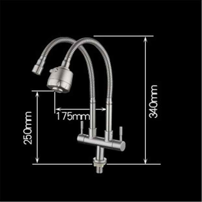 Kitchen Faucet,SUS304 Stainless Steel Brushed Nickel 2-modes Single Handle One Hole Standard Spout Contemporary Kitchen Taps