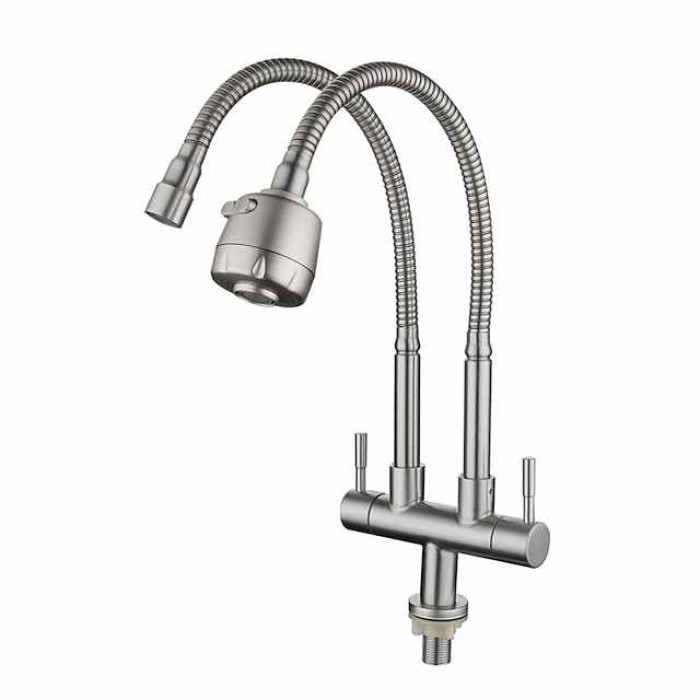 Kitchen Faucet,SUS304 Stainless Steel Brushed Nickel 2-modes Single Handle One Hole Standard Spout Contemporary Kitchen Taps