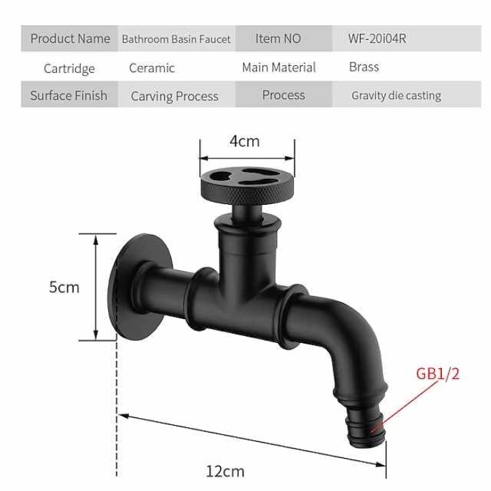 Outdoor Faucet,Industrial Style Wall Mounted Faucet,Black/Gold Wall Installed Classic Kitchen Faucet with Cold Water Only