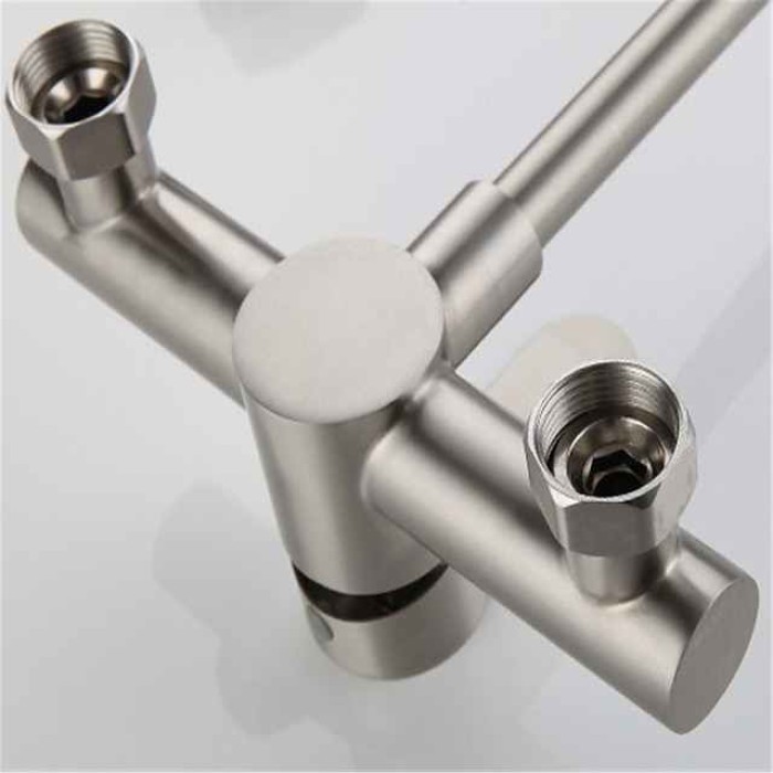 Kitchen Faucet,Stainless Steel Rotatable Wall Mounted Single Handle Two Holes Kitchen Taps with Hot and Cold Switch