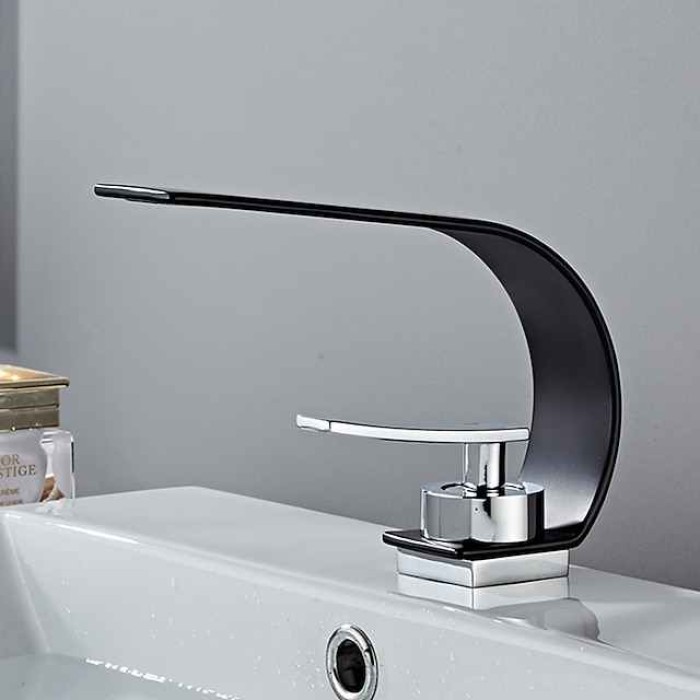 Bathroom Sink Faucet - Waterfall Painted Finishes Centerset Single Handle One HoleBath Taps