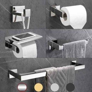 Bathroom Hardware Accessory Set,Stainless Steel  Contain with Towel Bar,Robe Hook, Toliet Paper Holder and Bathroom Rack Wall Mounted Polished/Brushed/Painted Finishes