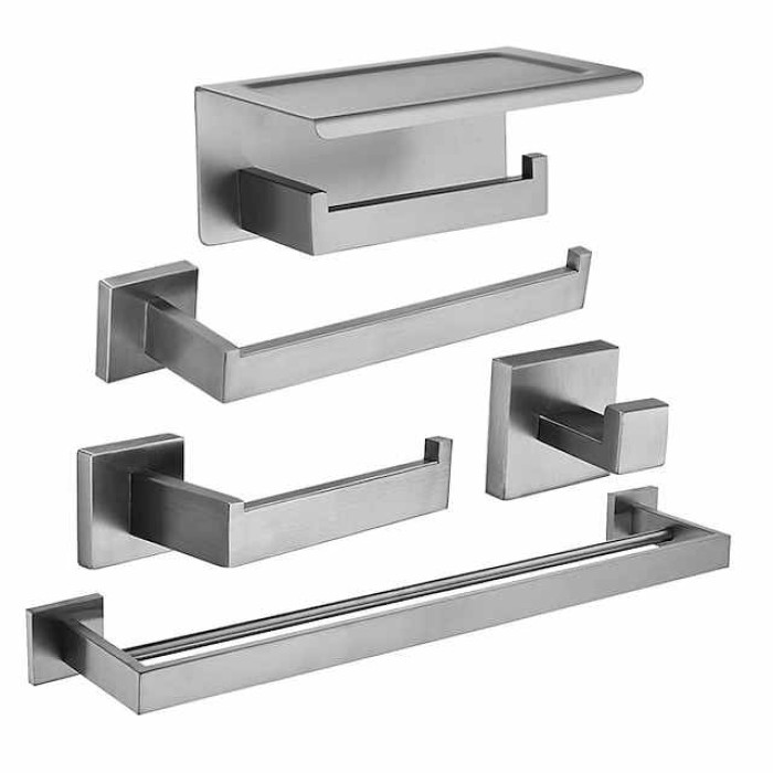 Bathroom Hardware Accessory Set,Stainless Steel  Contain with Towel Bar,Robe Hook, Toliet Paper Holder and Bathroom Rack Wall Mounted Polished/Brushed/Painted Finishes