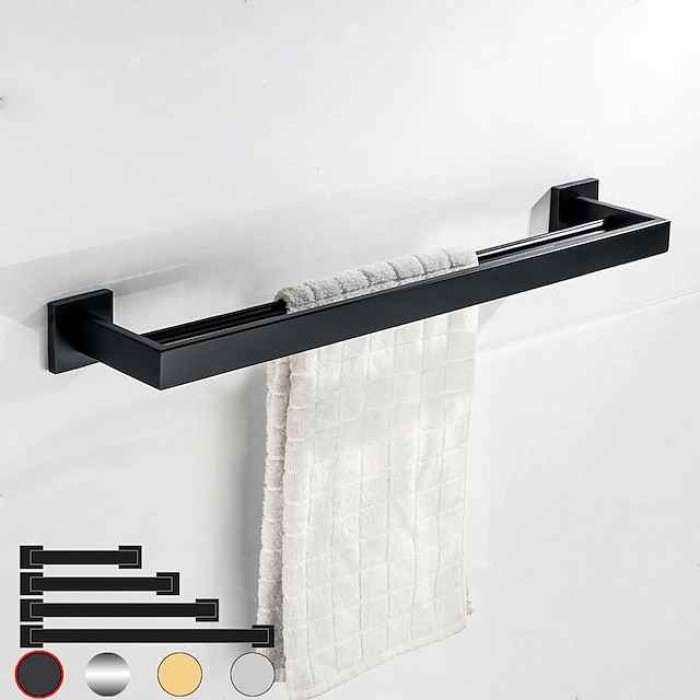 Towel Rack Holder for Bathroom,Stainless Steel Tower Bar Wall-mounted Bathroom Hardware Accessories Tower Bar 30-60cm(Black/Chrome/Golden/Brushed Nickel)