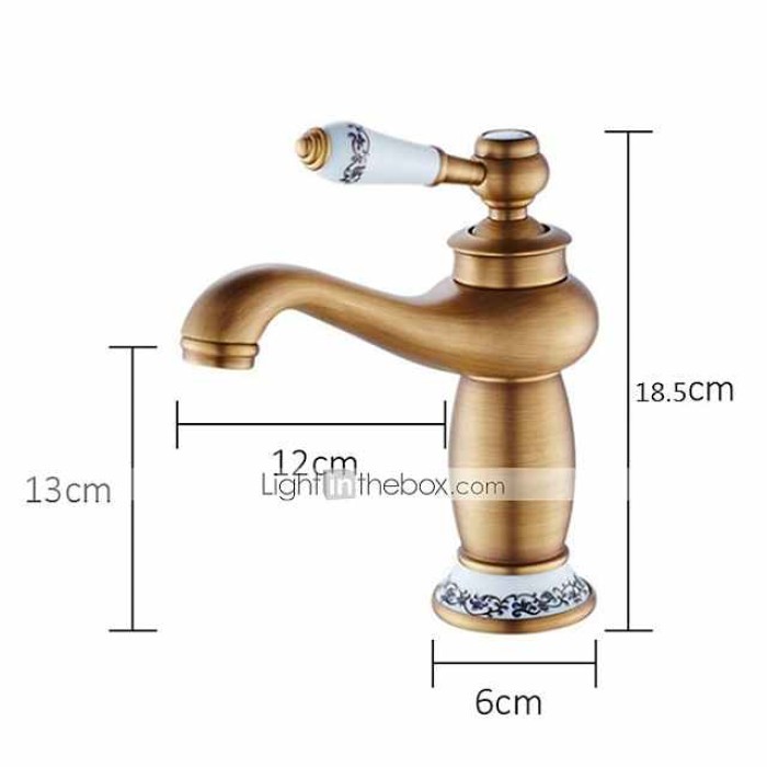 Bathroom Sink Faucet,Single Handle One Hole Brass Standard Spout,Brass Vintage Bathroom Sink Faucet Contain with Hot and Cold Water