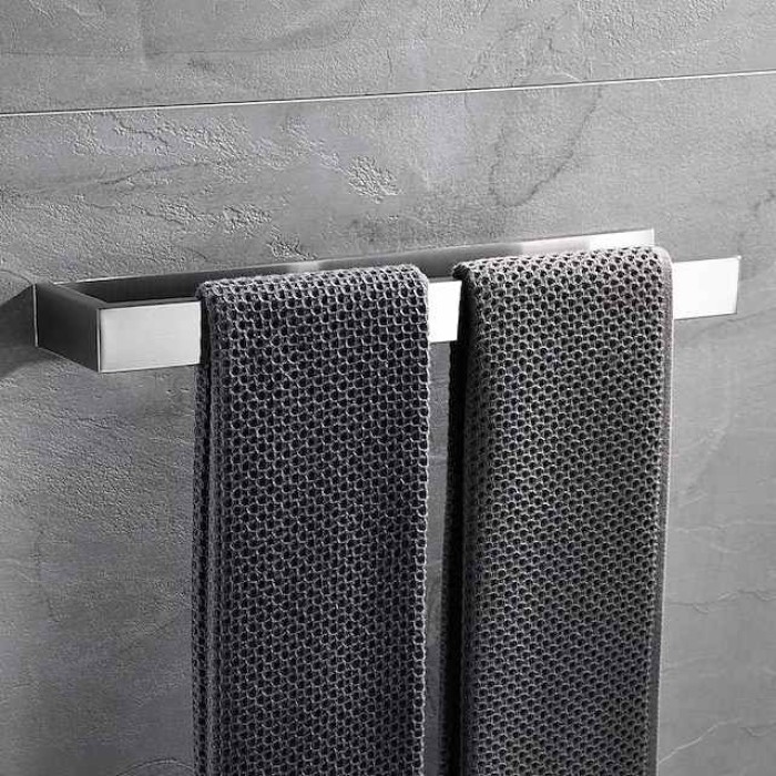 Bathroom Towel Bar,Self Adhesive Wall Mounted 304 Stainless Steel Single Bar Matte Black Silvery Bathroom & Kitchen Decoration