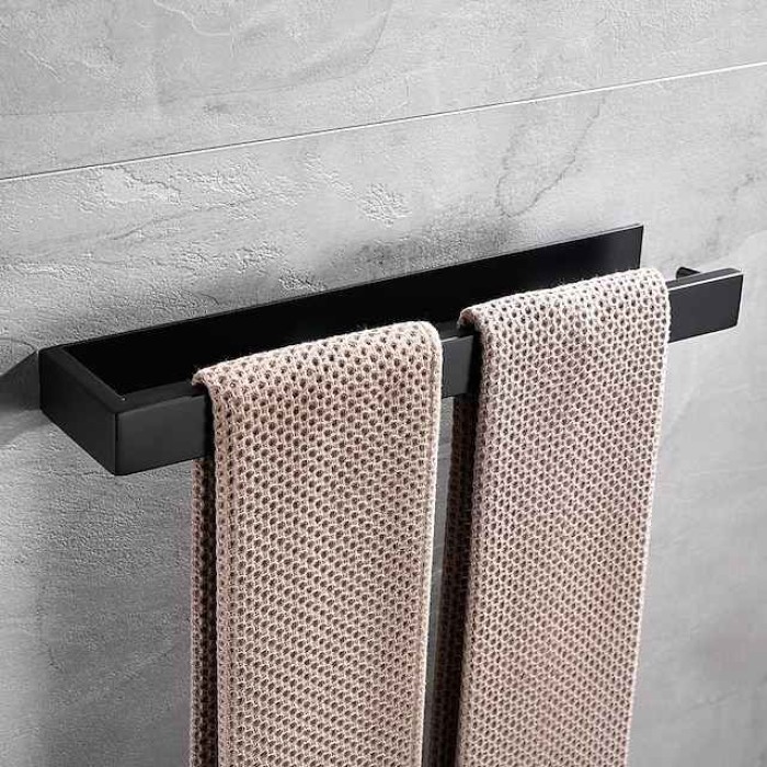 Bathroom Towel Bar,Self Adhesive Wall Mounted 304 Stainless Steel Single Bar Matte Black Silvery Bathroom & Kitchen Decoration