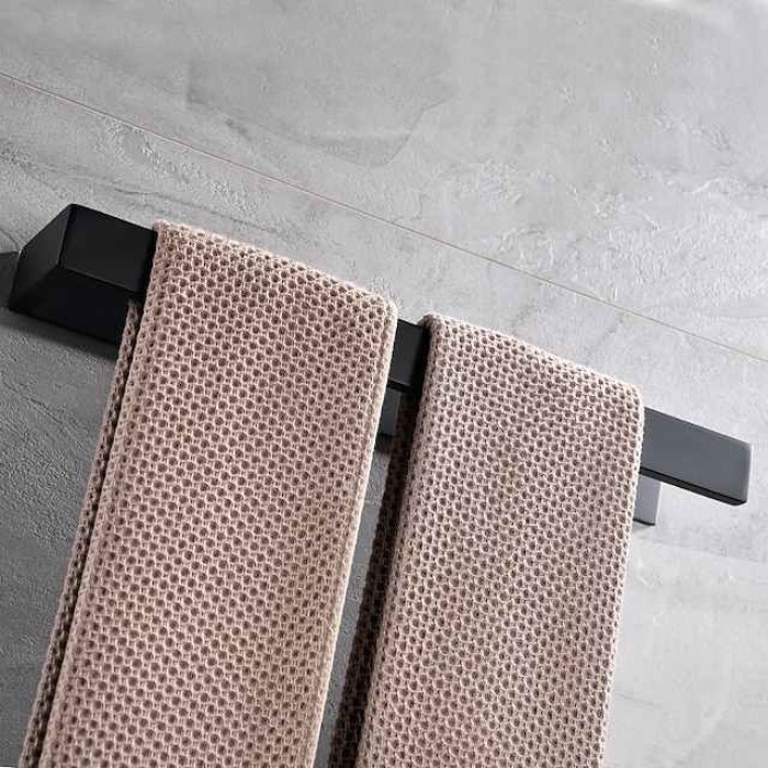 Bathroom Towel Bar,Self Adhesive Wall Mounted 304 Stainless Steel Single Bar Matte Black Silvery Bathroom & Kitchen Decoration